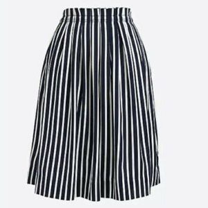 J Crew Factory navy blue white striped midi skirt
